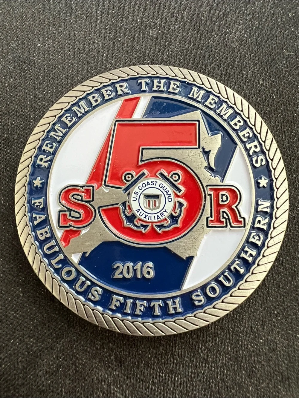 U.S. Coast Guard Auxiliary Red, White & Blue Commemorative Challenge Coin - 2016